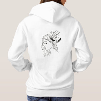 black hoodie with minimalist art 