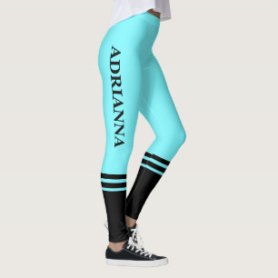 Black Horizontal Stripes   Name   Electric Blue Leggings
