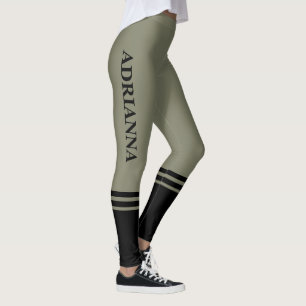 Black Horizontal Stripes Name Warm Grey Leggings
