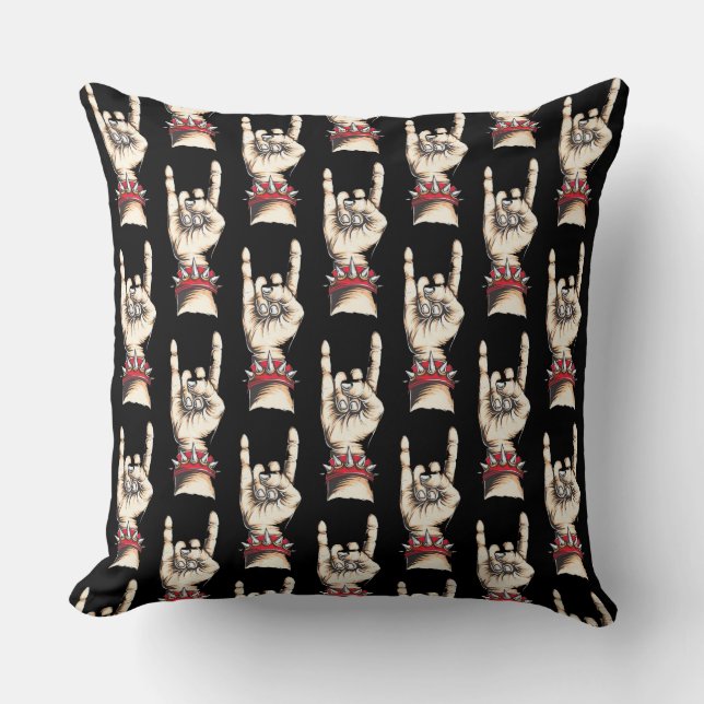 Black Horns Up  Cushion (Front)