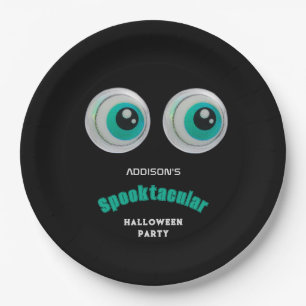 Black Horror Eye Spooktacular Halloween Party Paper Plate