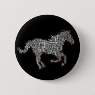 black horse 6 cm round badge