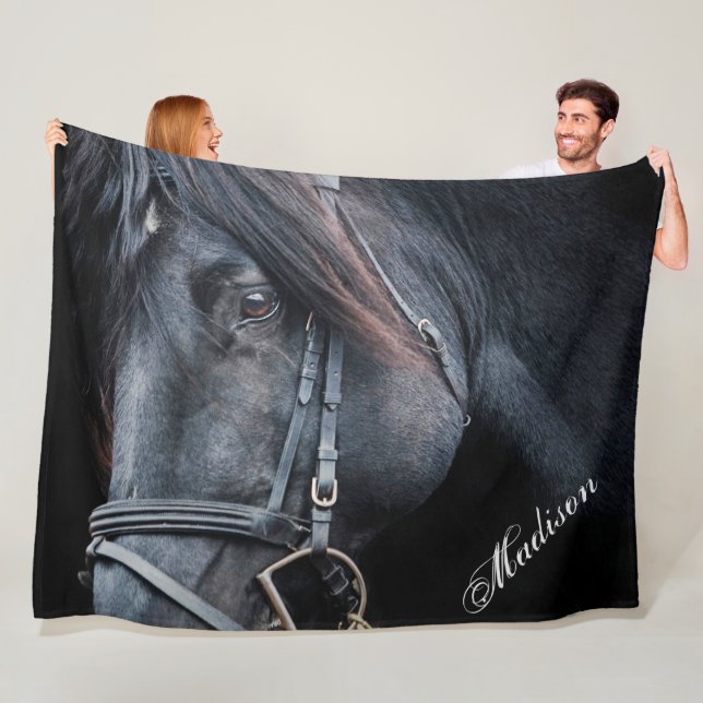 Black Horse Add a Name Fleece Blanket (In Situ)
