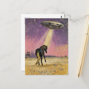 Black Horse and UFO Postcard