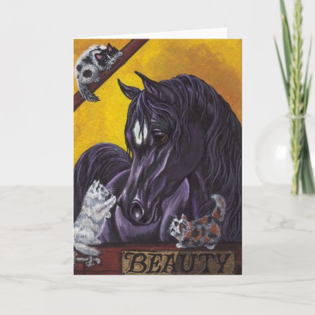 BLACK HORSE Barn Kittens Note Card (Front)