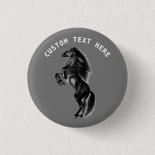 Black Horse Button with Custom Text and Colour