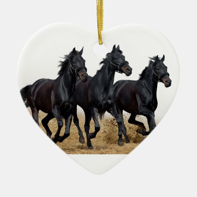 Black horse ceramic tree decoration (Front)