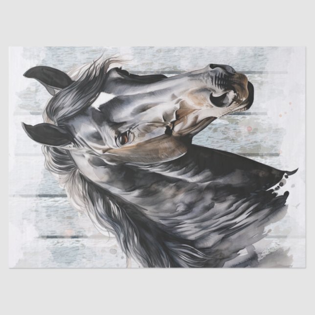 Black Horse Decoupage Tissue Paper (Front)
