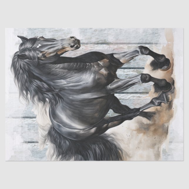 Black Horse Decoupage Tissue Paper (Front)