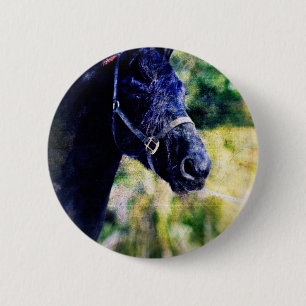 Black Horse Digital Art 6 Cm Round Badge