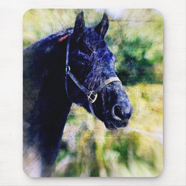 Black Horse Digital Art Mouse Pad (Front)