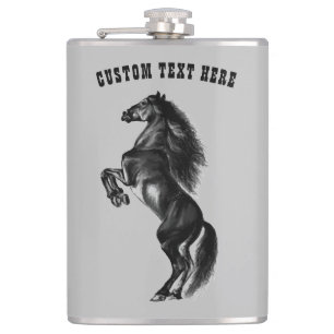 Black Horse Flask with Custom Text