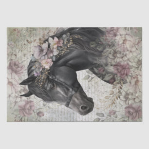 Black Horse Floral Decoupage Tissue Paper