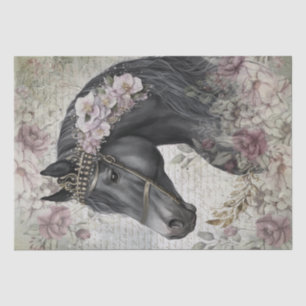 Black Horse Floral Decoupage Tissue Paper