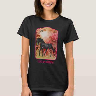 Black Horse Flowers Fantasy Art Personalized T-Shirt