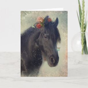 Black Horse Friesian - Greeting Card