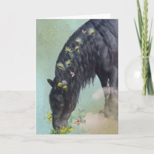Black Horse Friesian - Greeting Card