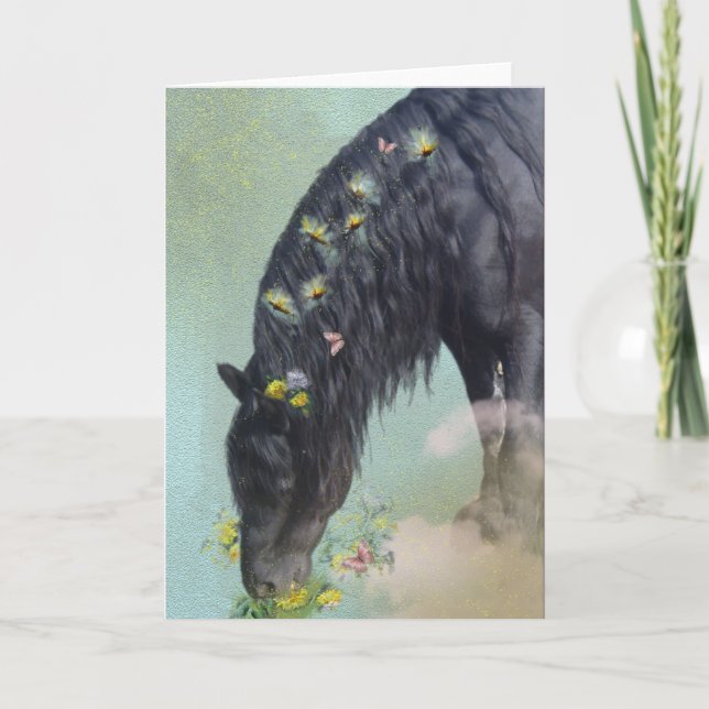 Black Horse Friesian - Greeting Card (Front)