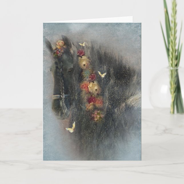 Black Horse Friesian - Greeting Card (Front)