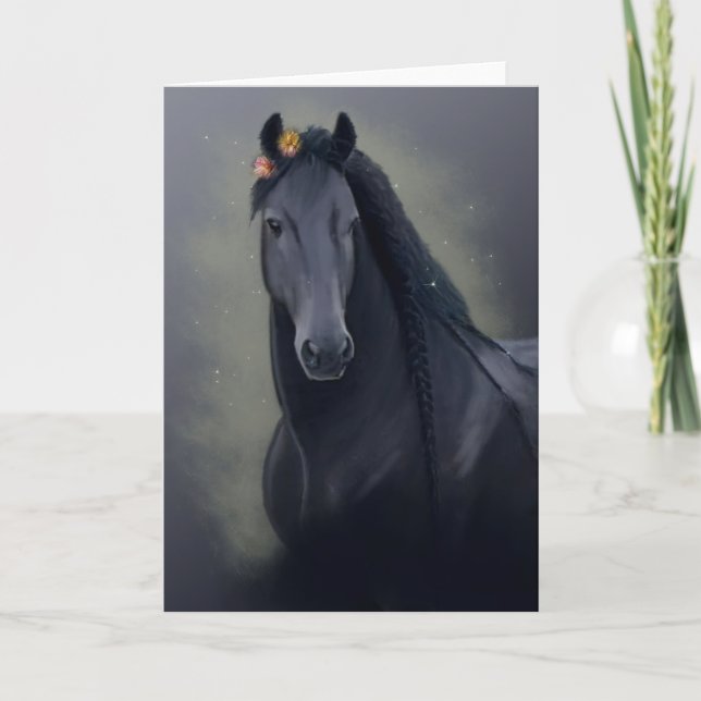 Black Horse Friesian - Greeting Card (Front)