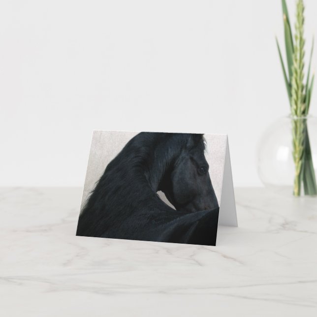Black Horse - Friesian Note Card (Front)