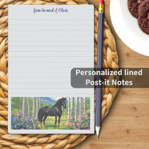 Black Horse Girl Mtn Meadow Personalised Slogan Post-it Notes