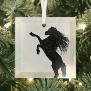 Black horse glass tree decoration