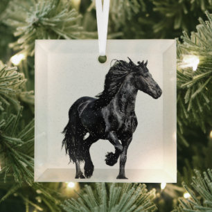 Black horse glass tree decoration