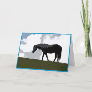 Black horse graphic art card