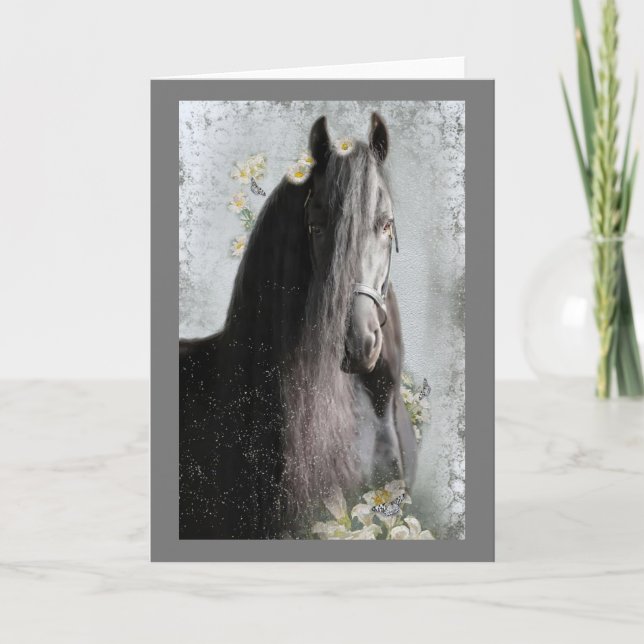 Black Horse - Greeting Card (Front)