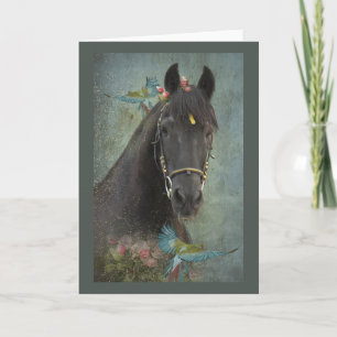 Black Horse - Greeting Card