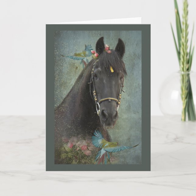Black Horse - Greeting Card (Front)