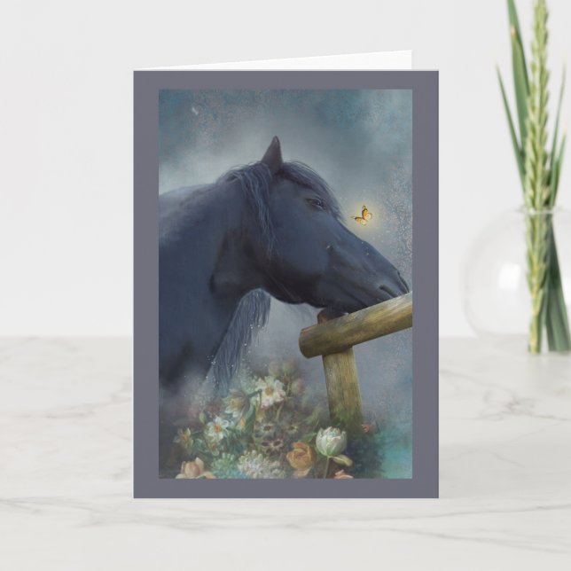 Black Horse - Greeting Card (Front)