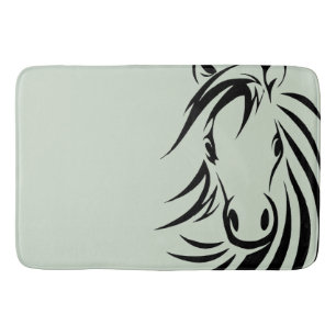 Black Horse Head Green Bath Mat