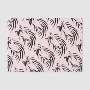 Black Horse Head  on Pink Tissue Paper