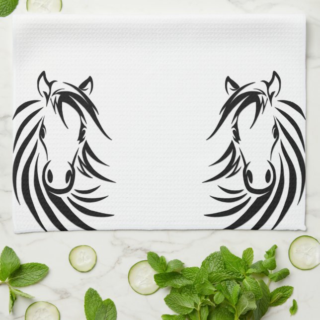 Black Horse Head Tea Towel (Folded)