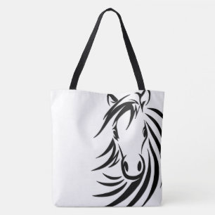 Black Horse Head Tote Bag