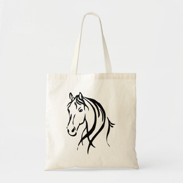 Black Horse Head Tote Bag (Front)