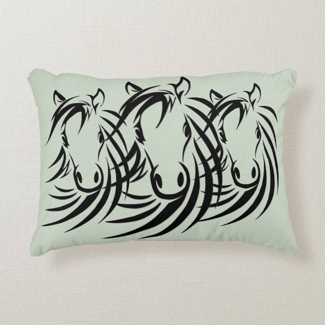 Black Horse Heads Decorative Cushion (Front)