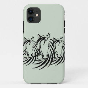Black Horse Heads Green Case-Mate iPhone Case