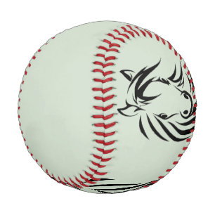 Black Horse Heads on Green Baseball
