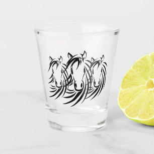 Black Horse Heads Shot Glass