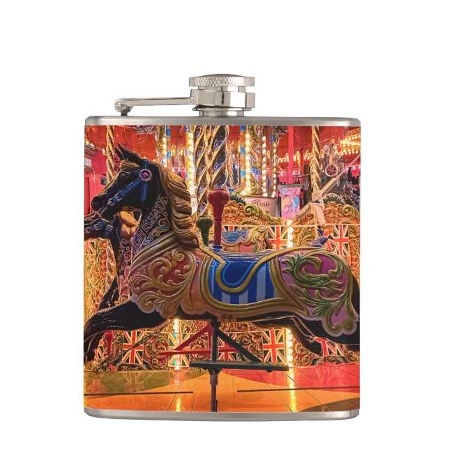 Black horse hip flask (Front)