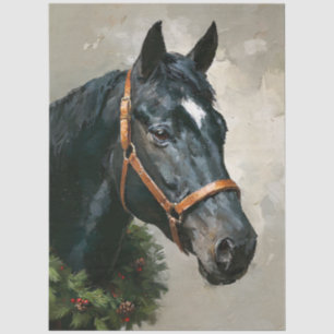Black Horse Holiday Wreath Red Ribbon Tissue Paper