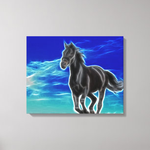 Black Horse in the Wind Wrapped Canvas