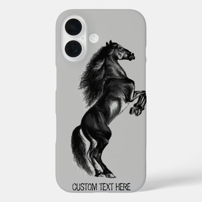Black Horse iPhone Case with Custom Text (Back)