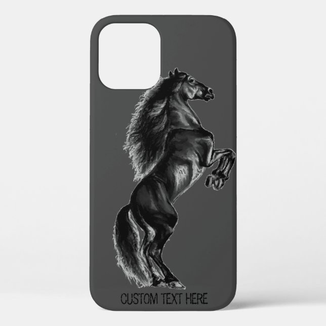 Black Horse iPhone Case with Custom Text (Back)