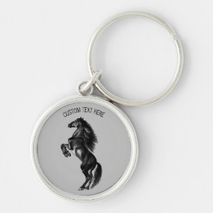 Black Horse Keychain with Custom Text and Colours