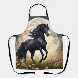 Black Horse Moon Flower Field, Apron