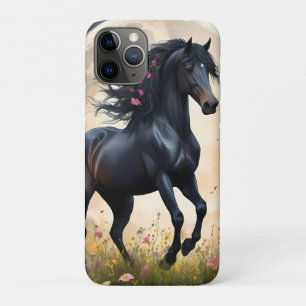 Black Horse Moon Flower Field, Case-Mate iPhone Case
